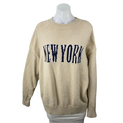 Le Lis Women's Beige New York Long Sleeve Crew Neck Oversized Sweater Top Size M