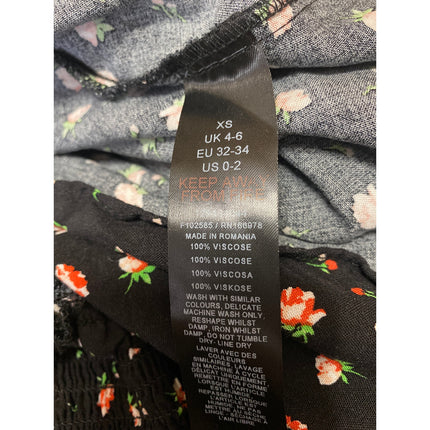 Topshop Women's Black Floral Sleeveless Smocked Ruffle Cami Maxi Dress Size XS