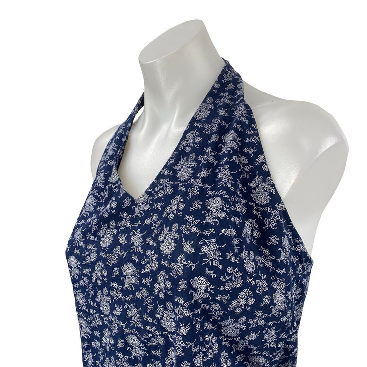 Tommy Hilfiger Blue Floral Halter V Neck Backless Sleeveless Mini Sheath Dress 8