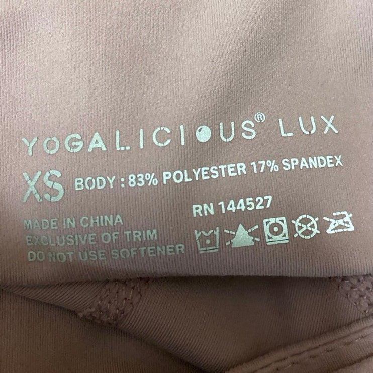 Yogalicious Lux Pink Mid Rise Pocket Yoga Workout Athletic Leggings Pants Sz XS