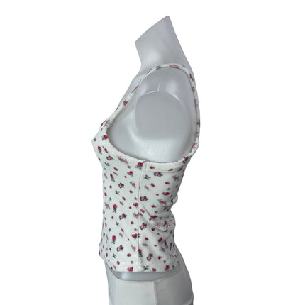 Danielle Guizio Dani Terry Women's White Pink Sleeveless Floral Cami Tank Top S
