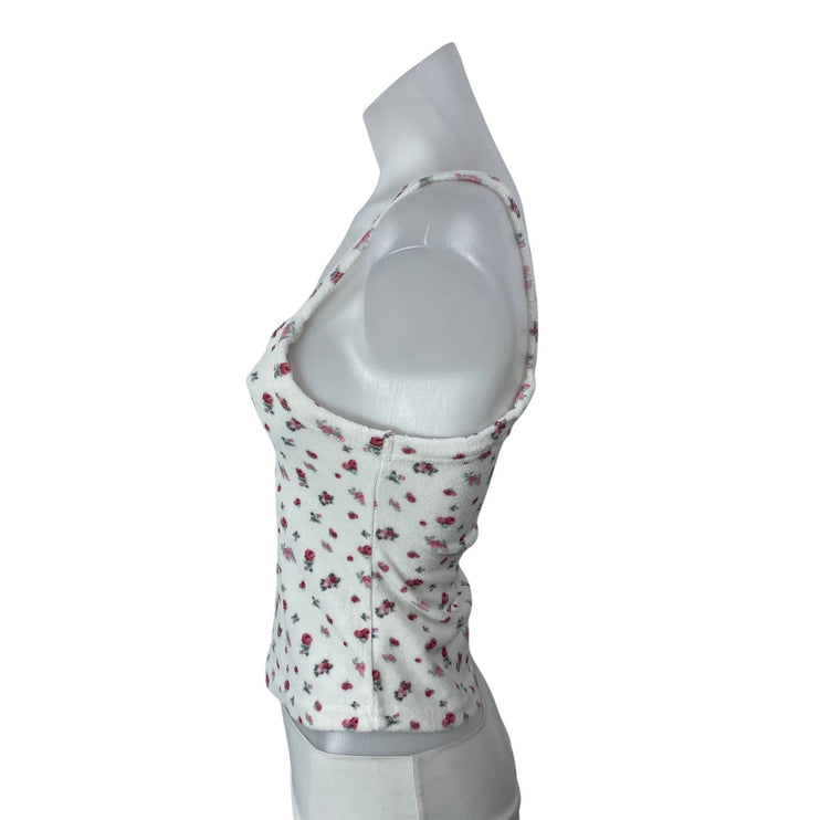 Danielle Guizio Dani Terry Women's White Pink Sleeveless Floral Cami Tank Top S