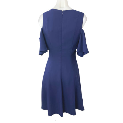 Club Monaco Blue Cold Shoulder Flutter Sleeve V-Neck Mini A-Line Dress Size 2