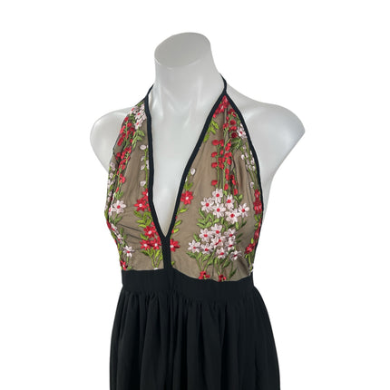 Fashion Nova Love Me Better Black Halter Floral Sleeveless A Line Maxi Dress M