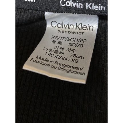 Calvin Klein Women's Black CK Logo Long Sleeve Henley T Shirt Tee Top Size XS