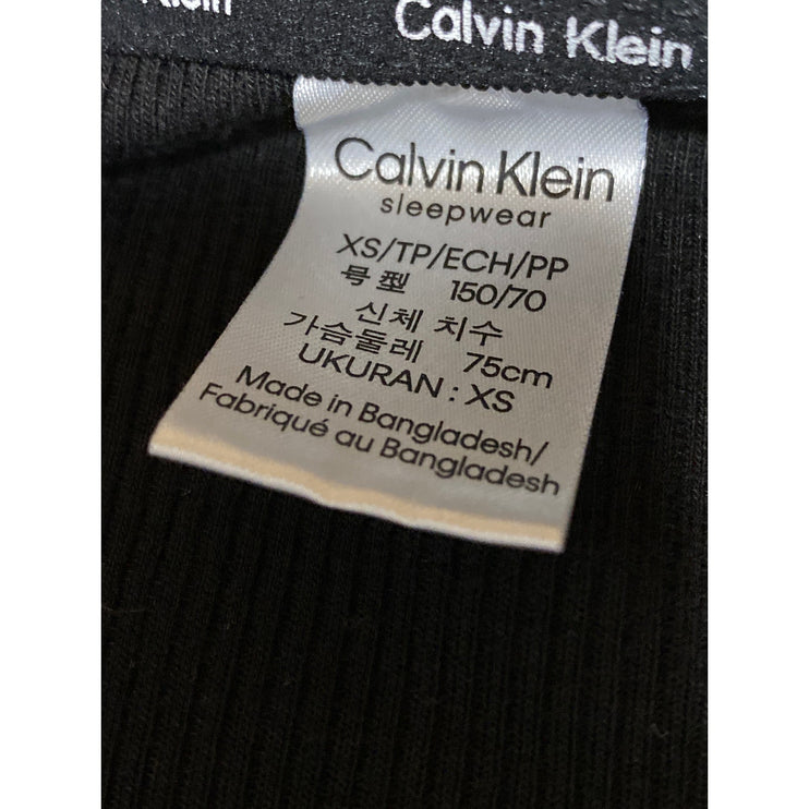 Calvin Klein Women's Black CK Logo Long Sleeve Henley T Shirt Tee Top Size XS
