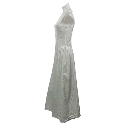 Fashion Nova White Sleeveless Crew Neck Pleated Fit & Flare Maxi Dress Size M