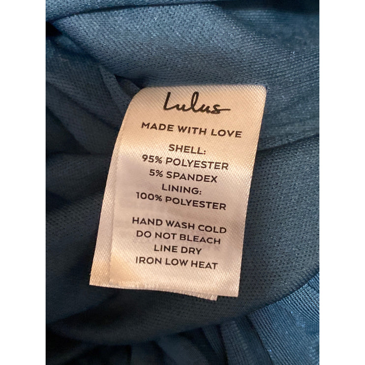 Lulus Women's Blue Velvet Velour Ruched Sleeveless Mini Tank Bodycon Dress Sz XL