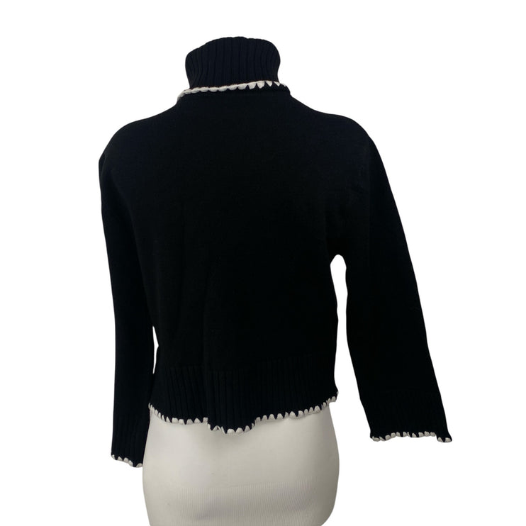 Ellen Tracy Women's Black Ribbed Trim Turtleneck Long Sleeve Sweater Top Size XS