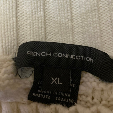 French Connection Mozart Popcorn Women's White Long Sleeve Mock Neck Sweater XL