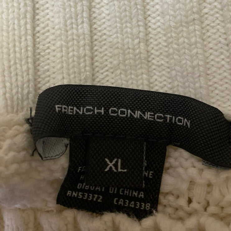 French Connection Mozart Popcorn Women's White Long Sleeve Mock Neck Sweater XL