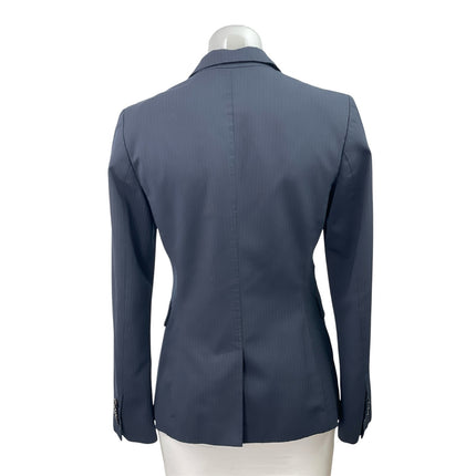United Colors Of Benetton Black Pinstriped Peak Lapel Blazer Coat Jacket Size 10