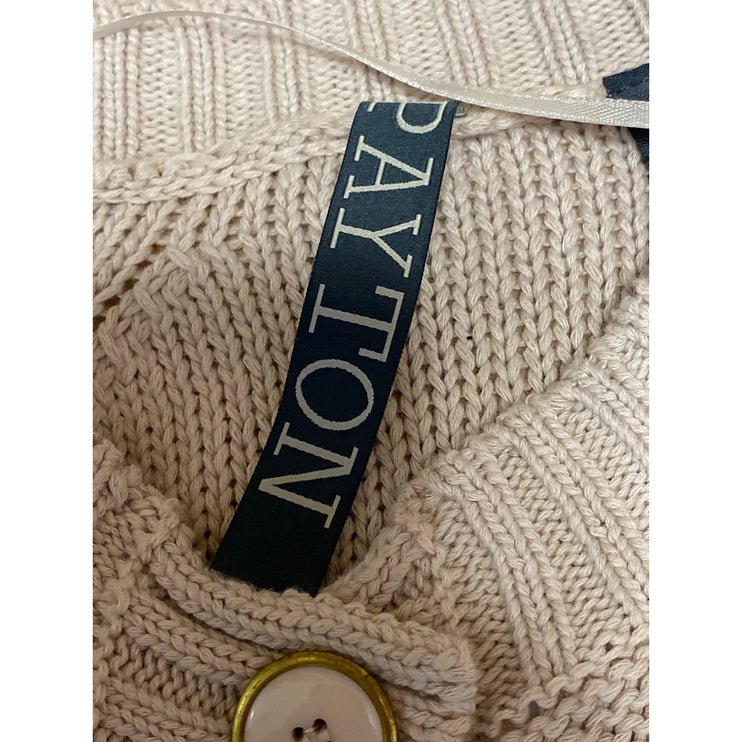 Payton Beige Black Striped Long Sleeve Button Dow Knit Cardigan Sweater Top Sz S