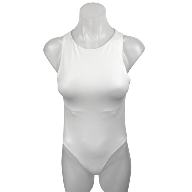 NEW Zara White Sleeveless Racerback High Neck One Piece Bodysuit Tank Top Size M