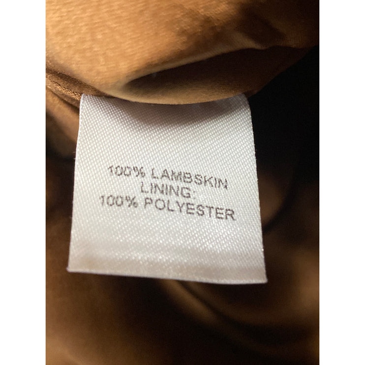 Michelle Mason Faux Vegan Leather Brown Zip Back Mini Pencil Wrap Skirt Size 4