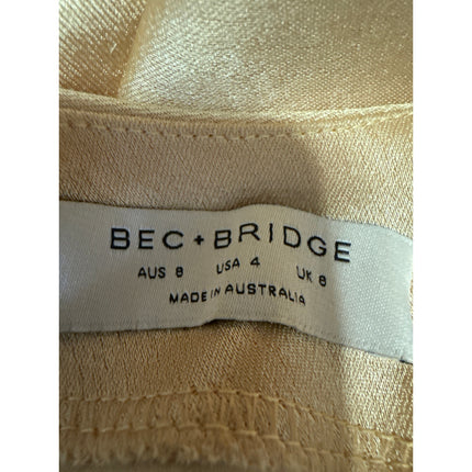BEC & Bridge Carrie Yellow Satin Silk Sleeveless Cutout Cami Slip Midi Dress 4