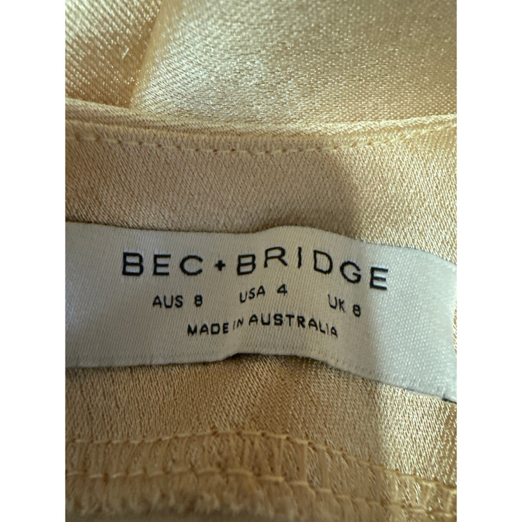 BEC & Bridge Carrie Yellow Satin Silk Sleeveless Cutout Cami Slip Midi Dress 4