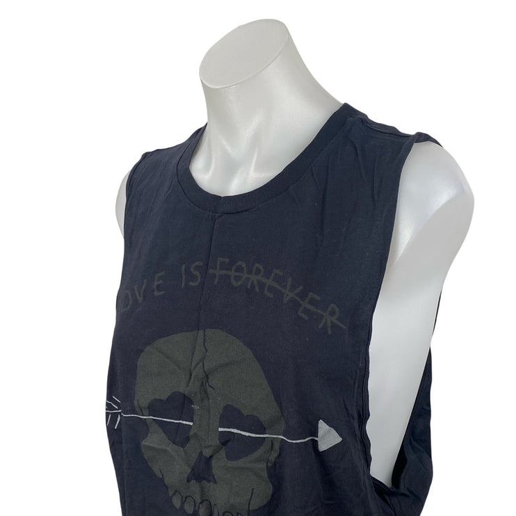 Glamour Kills Love Is Forever Skull Graphic Black Sleeveless Muscle Tank Top M