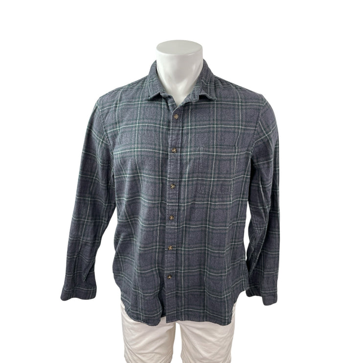 14th & Union Men's Gray Plaid Long Sleeve Chest Pocket Button Down Shirt Top XL