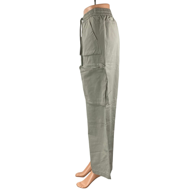 Urban Revivo Women's Gray Baggy Barrel Palazzo Wide Leg Cargo Trousers Pants 4