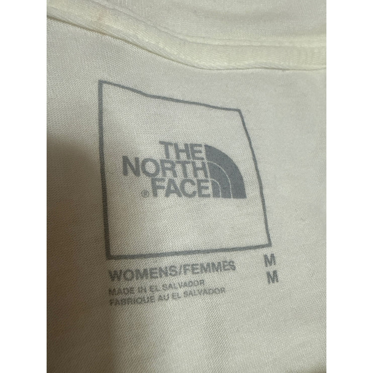 The North Face Women's White Beige Logo Short Sleeve Crop T Shirt Tee Top Size M