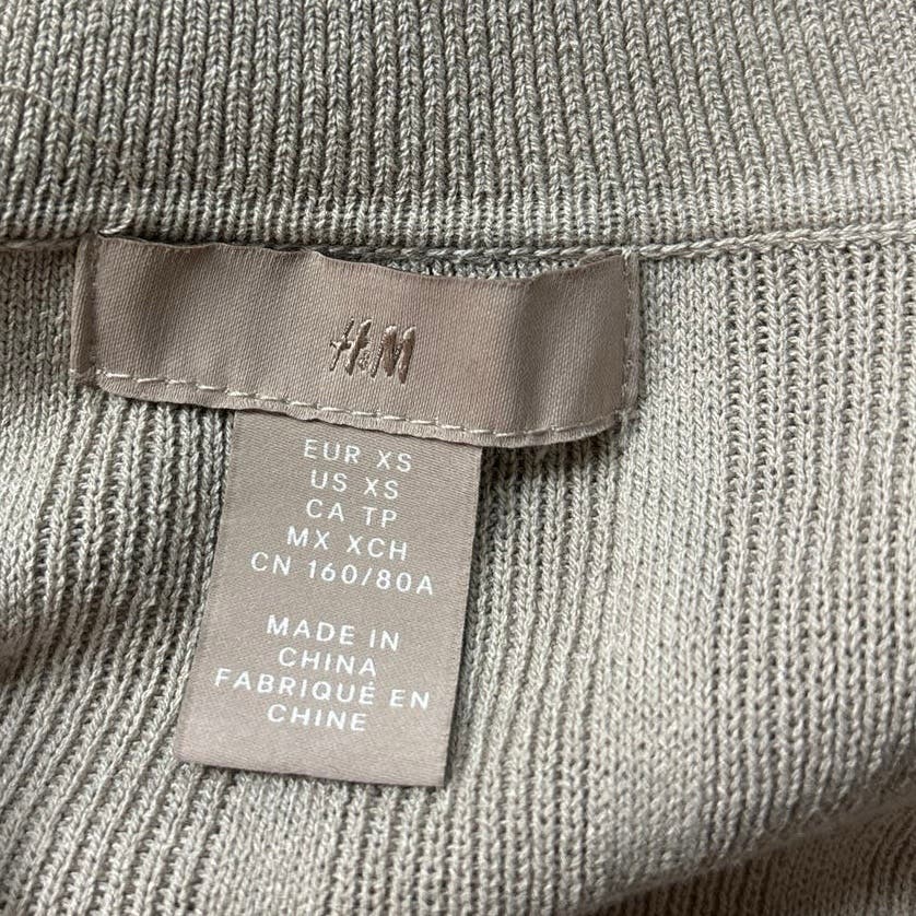 H&M Beige Ribbed Knit Short Sleeve Stretch Collared Polo Mini Dress Si Brie H&M Beige Ribbed Knit Short Sleeve Stretch Collared Polo Mini Dress Si Brie