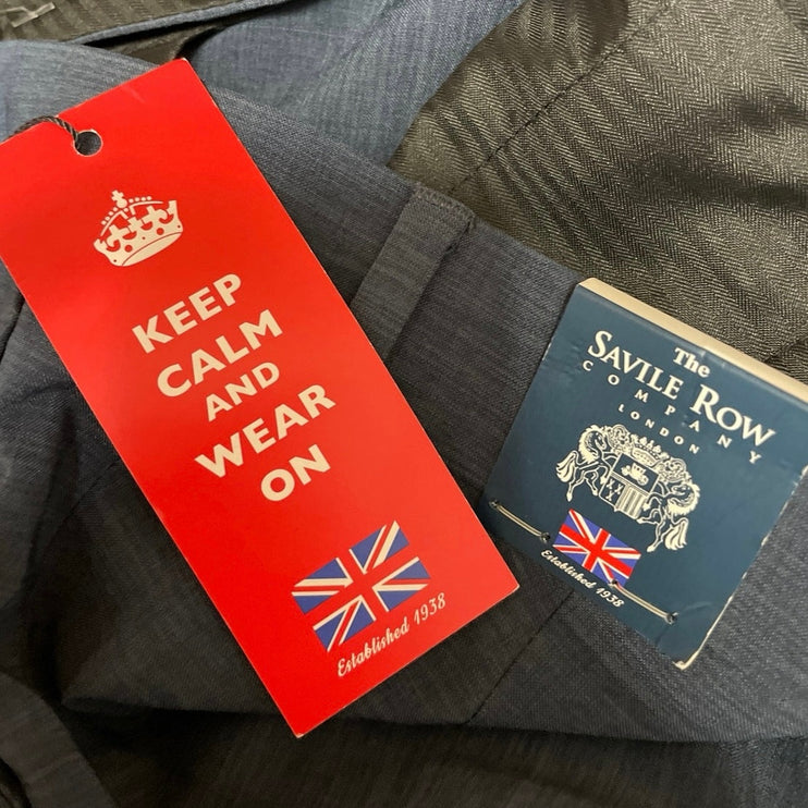 NEW The Savile Row Men's Blue Slim Tapered Trousers Dress Pants Size 34x30