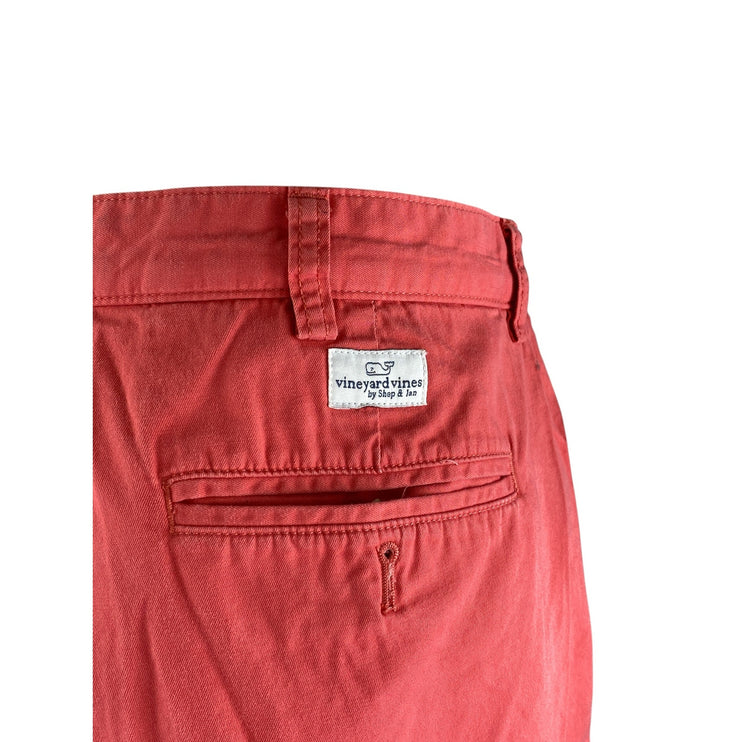 Vineyard Vines Breaker Mens Red Straight Golf Bermuda Chino Khaki Shorts Size 38