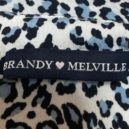 Brandy Melville White Blue Leopard Animal Print High Waist Mini Slip Skirt Sz S