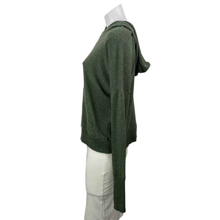 Jac Parker Women's Olive Green Knit Full Zip Pocket Hoodie Hooded Sweatshirt S