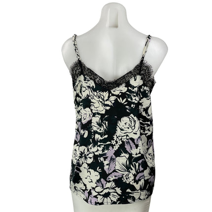 Halogen Women's Black Floral Lace Trim Sleeveless Cami Camisole Tank Top Size S