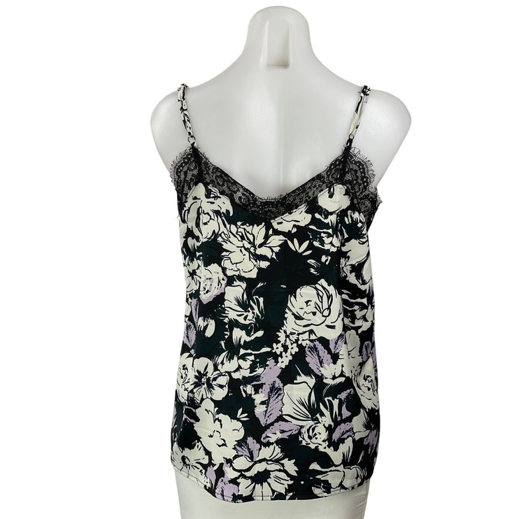 Halogen Women's Black Floral Lace Trim Sleeveless Cami Camisole Tank Top Size S