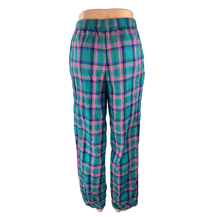 Victoria's Secret Women's Green Pink Plaid Flannel Sleepwear Pajama Pants Sz XS