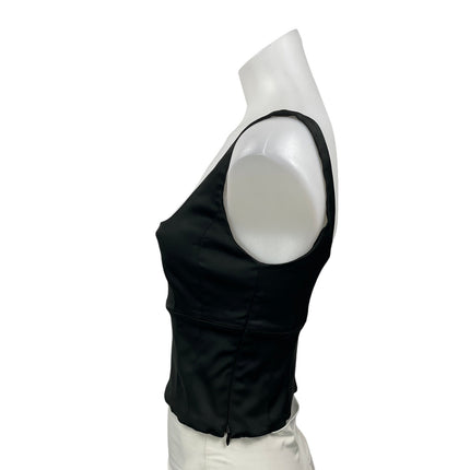 Aritzia Wilfred Shine Women's Black Sleeveless Satin Cropped Tank Bustier Top S