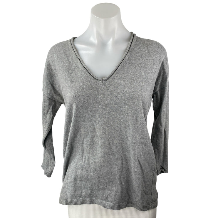 Madewell Women's Gray Wool Knit V-neck Long Sleeve Sweatshirt Sweater Top Size S