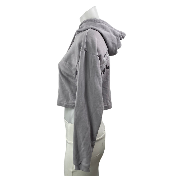 Adidas Originals Vocal Gray Lilac Hooded Cropped Hoodie Sweatshirt Top Size XS