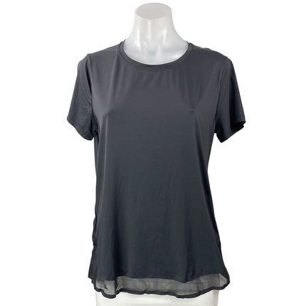 Athleta Women's Black Mesh Short Sleeve Yoga Athletic T Shirt Tee Top Size M