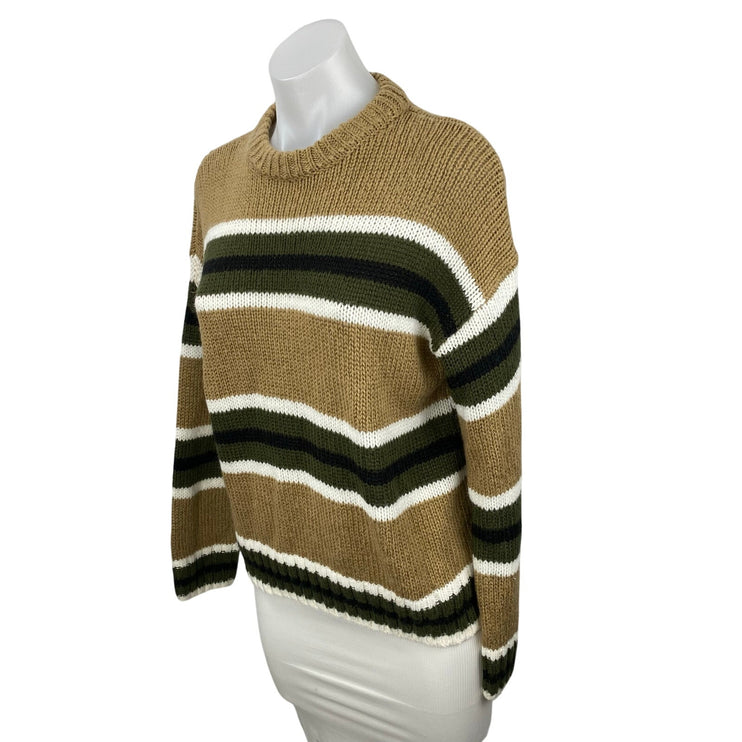 Urban Outfitters Women's Tan Green Striped Colorblock Knit Sweater Top Size S