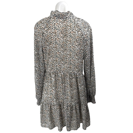 Saks Fifth Avenue Multicolor Floral Long Sleeve V Neck Tiered Mini Dress Size S