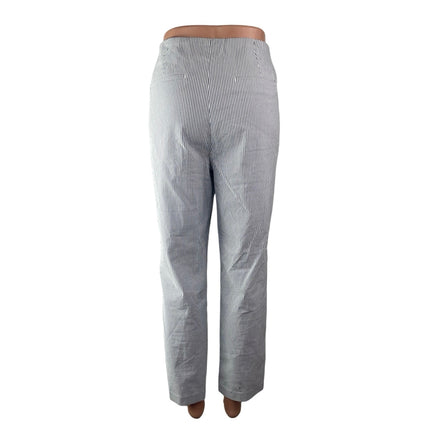 Carolina Belle White Blue Striped High Waisted Straight Trousers Dress Pants 8