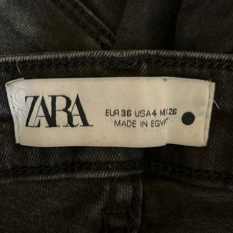 Zara Black High Rise Ankle Cotton Stretch Casual Denim Skinny Jeans Size 4