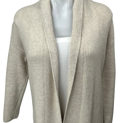 Banana Republic Cream Wool Rib Knit Open Front Long Sleeve Cardigan Sweater XS