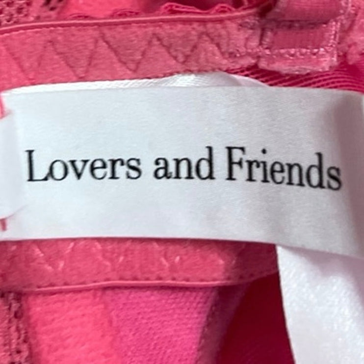 Lovers + Friends Ariella Pink Lace Mesh Sleeveless Cami Camisole Bodysuit Top M