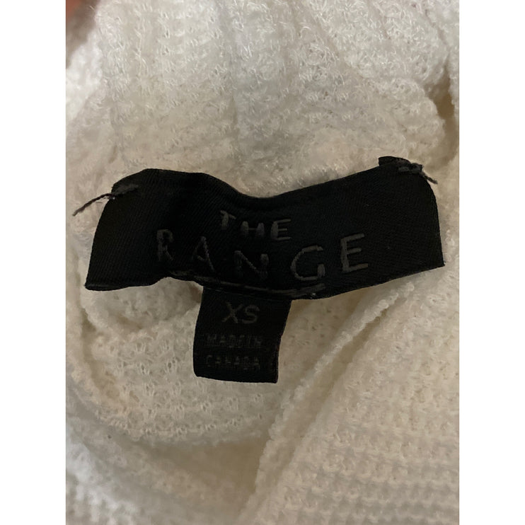 The Range Womens White Turtleneck Long Sleeve Waffle Knit Thermal Sweater Top XS