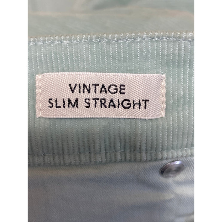 J.Crew Vintage Slim Straight Women's Green Corduroy High Rise Trousers Pants 28