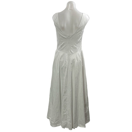 Fashion Nova White Sleeveless Crew Neck Pleated Fit & Flare Maxi Dress Size M