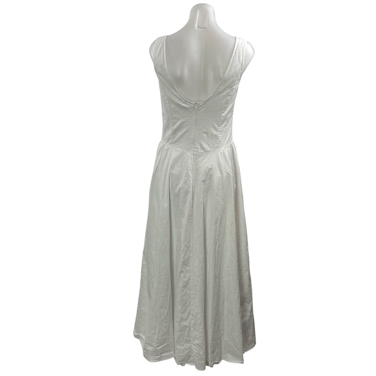 Fashion Nova White Sleeveless Crew Neck Pleated Fit & Flare Maxi Dress Size M