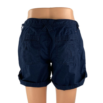 Tommy Hilfiger Women's Navy Blue Tie Cuffed Mid Rise Casual Mini Shorts Size 4