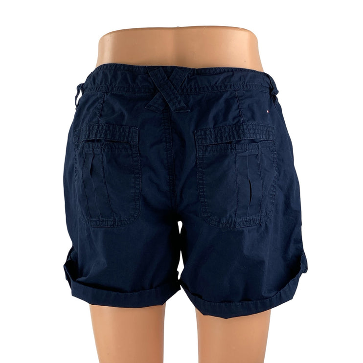 Tommy Hilfiger Women's Navy Blue Tie Cuffed Mid Rise Casual Mini Shorts Size 4