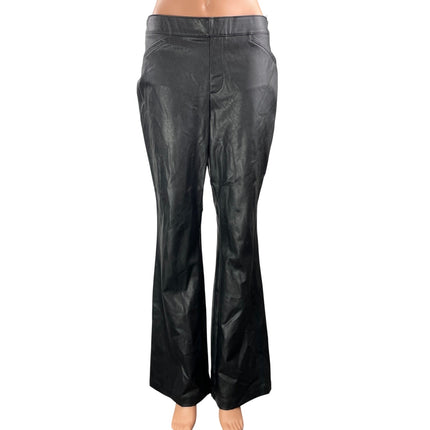 SPANX Black Faux Vegan Leather High Rise Bootcut Flared Leg Trouser Pants Size L